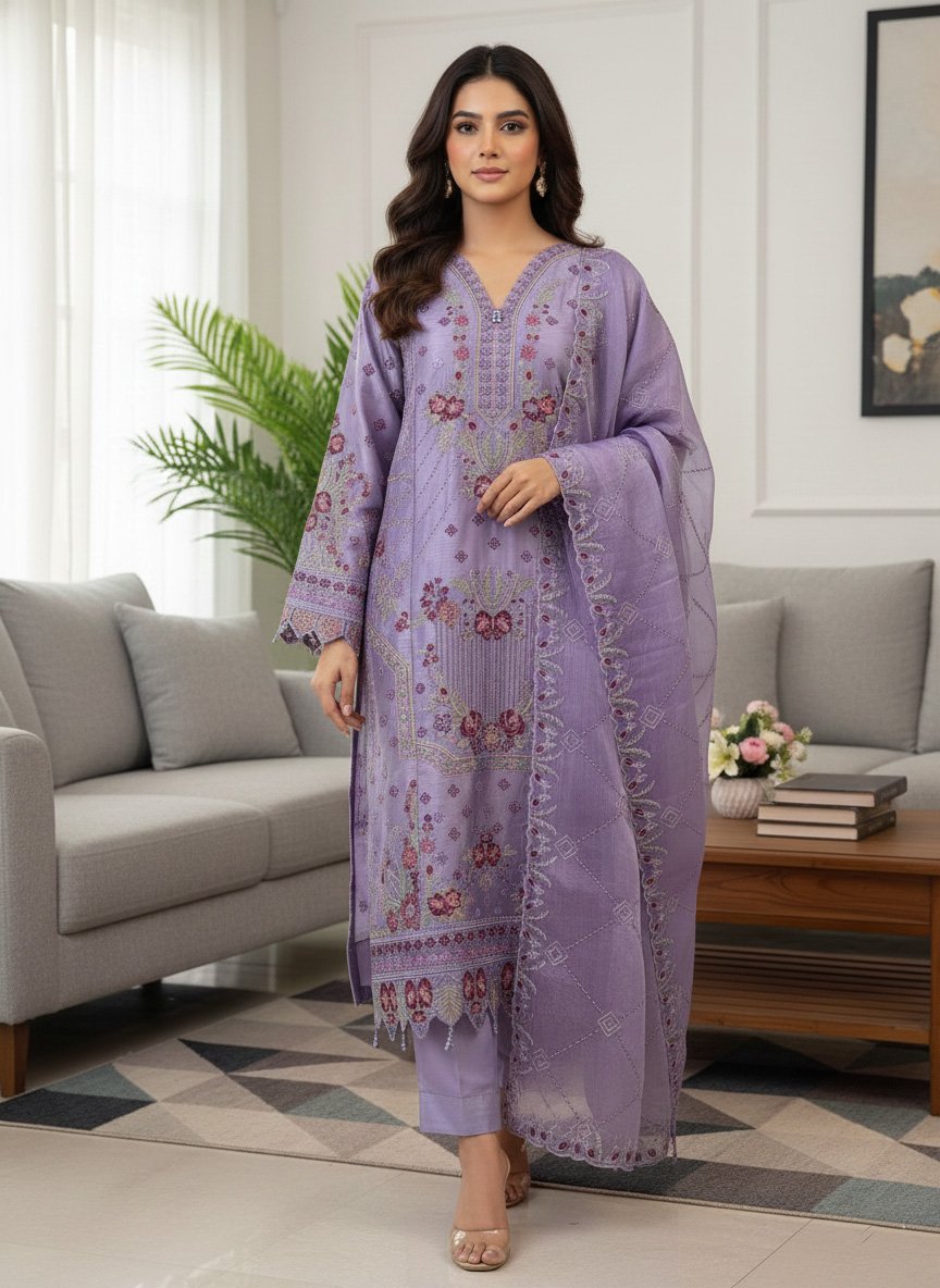 Premium Embroidered Jimmy Chu Georgette 4-Piece Set-AR-555 LAB