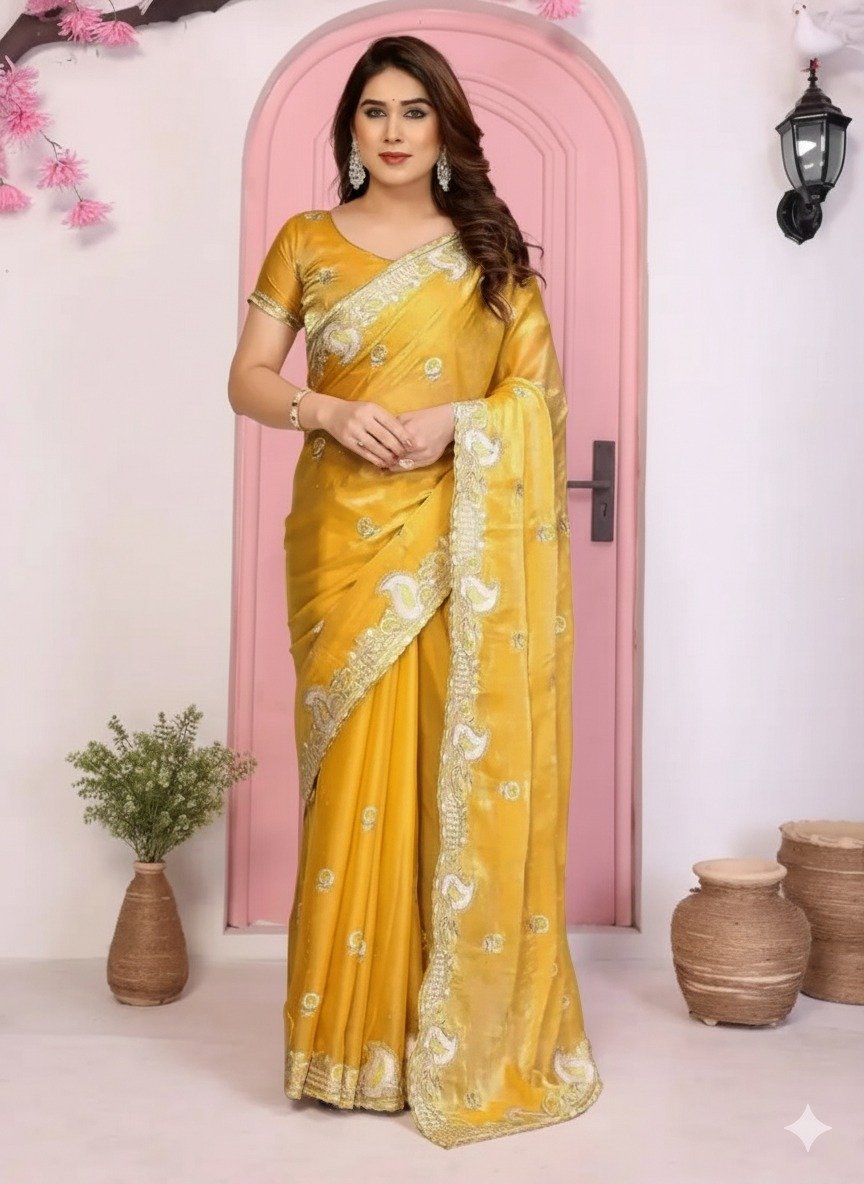 Luxury Party Sharee- Premium Jimmy Choo Cotton Fabrics- S-4086 MSR