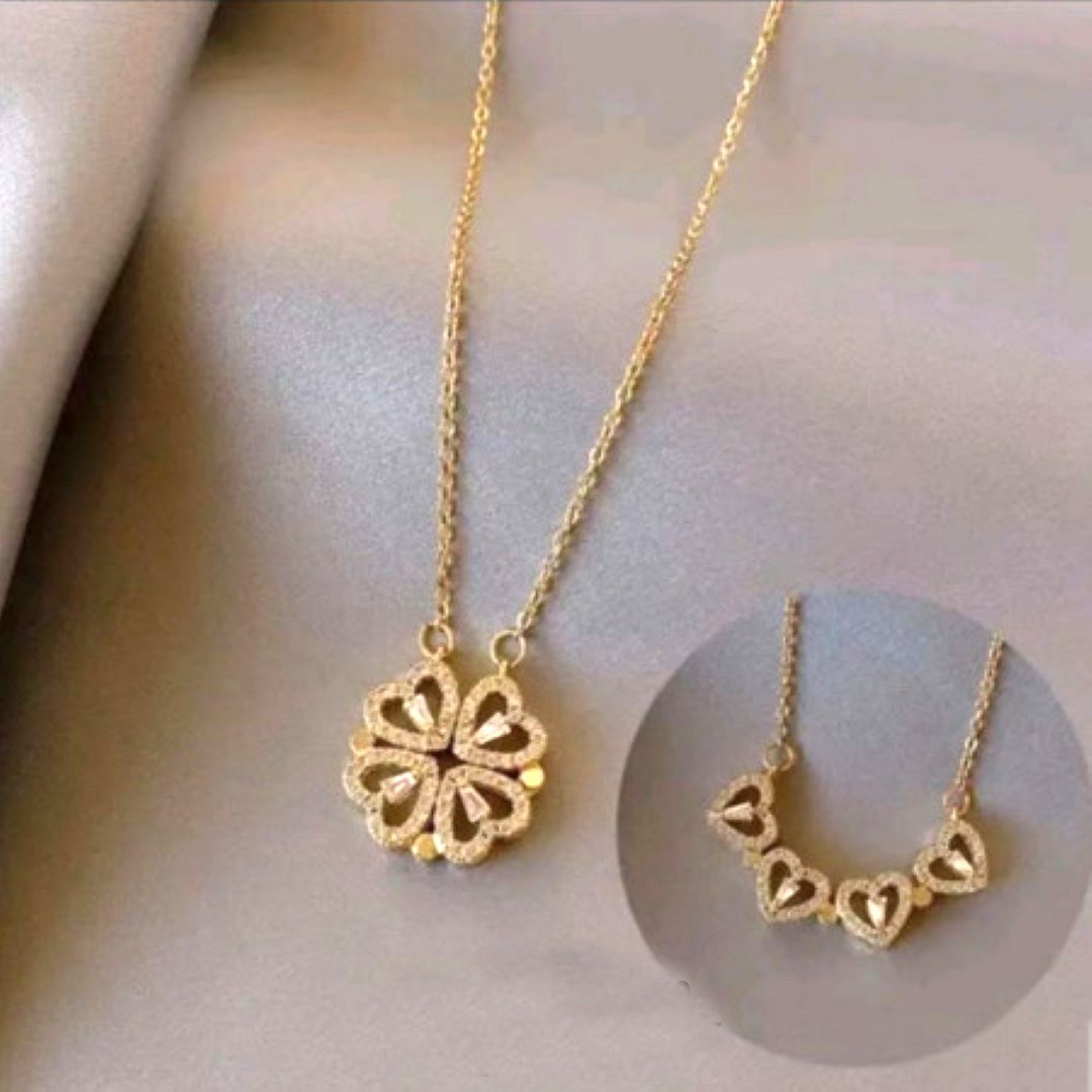 Four Love Heart Shape 18k Gold Plated Necklace-NC-10410