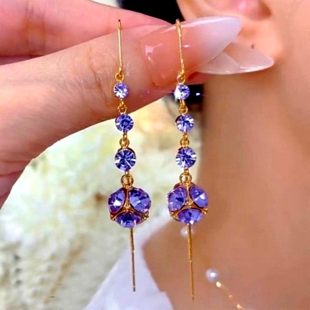 Lavender Crystal Bead Drop Earrings -ER-10150